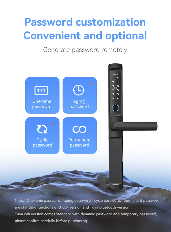 Smart Life Tuya WIFI Waterproof Access Control Fingerprint Keypad Card Door Handle Lock F2 (Black)