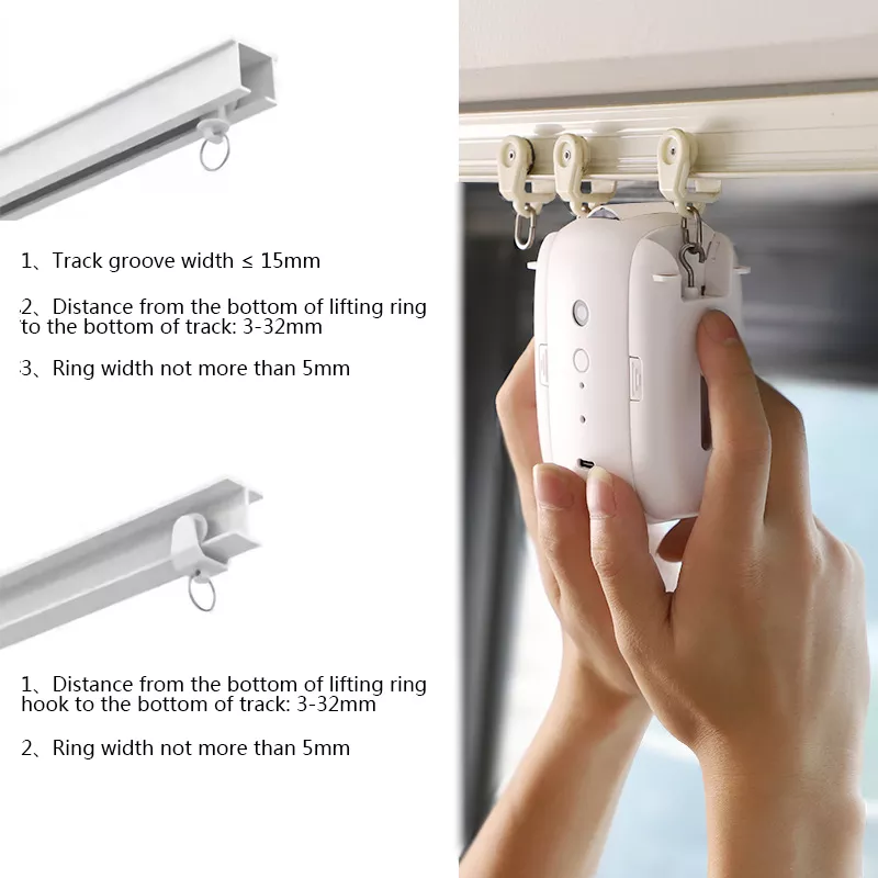 Smart Life Tuya Bluetooth Curtain Robot Motor for Track Rail with Remote (Double Opening) Compatible with Alexa