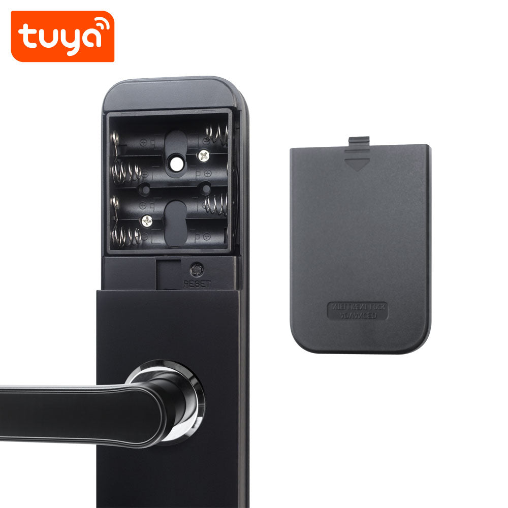 Smart Life Tuya WIFI Access Control Fingerprint Keypad Card Video Doorbell Handle Lock HR07P (Black)