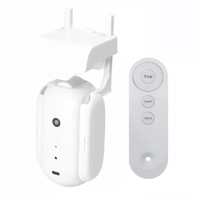 Smart Life Tuya Bluetooth Curtain Robot Motor for Track Rail with Remote (Double Opening) Compatible with Alexa