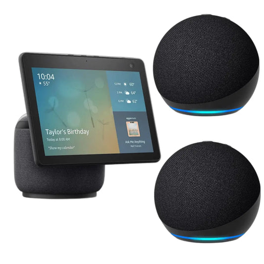 Amazon Echo Show 10 (3rd Gen) Smart Display with Alexa + 2x Amazon Echo Dot (5th Gen) Smart Speaker With Alexa FSM Gallery