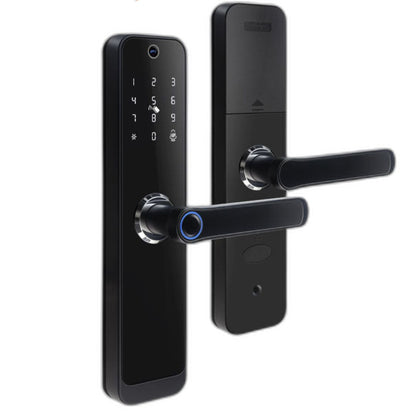 Smart Life Tuya WIFI Access Control Fingerprint Keypad Card Video Doorbell Handle Lock HR07P (Black)